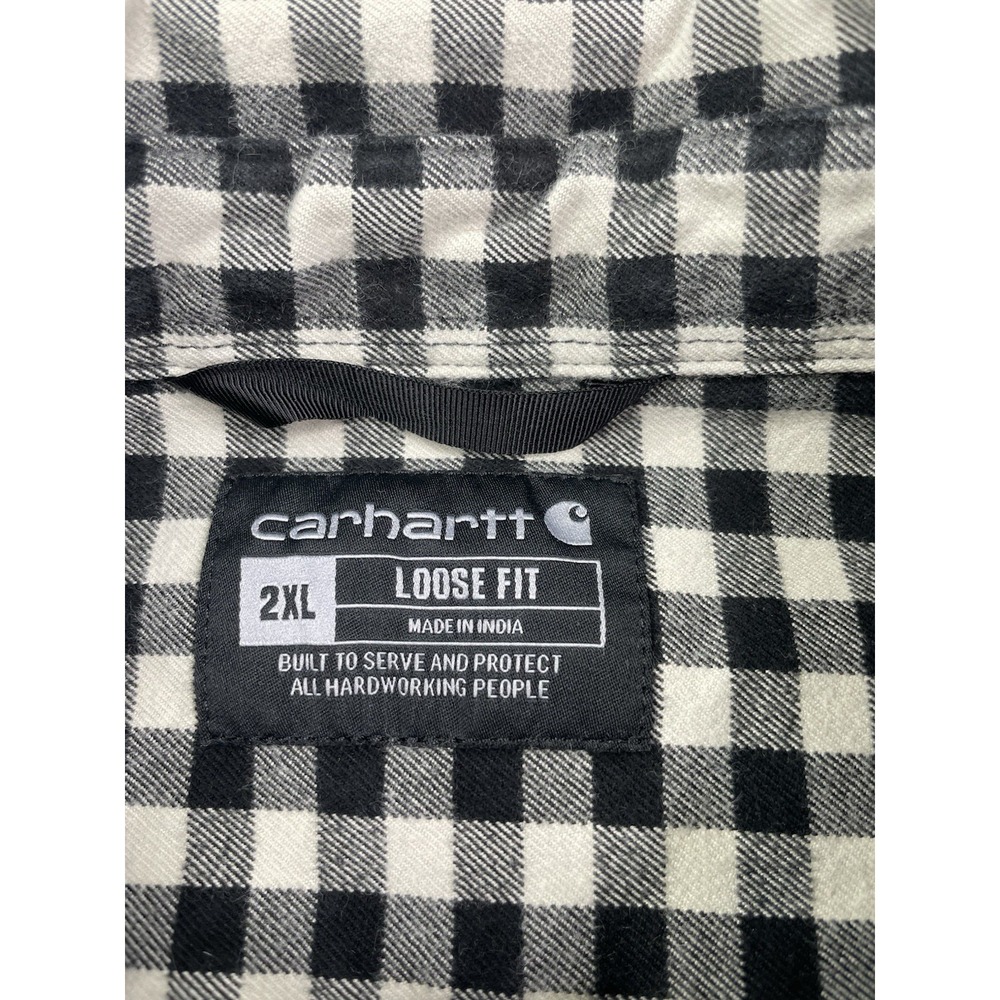 Carhartt‎ Button Down Shirt Mens 2XL Black White Gingham Loose Fit TW4451-M - Picture 3 of 7